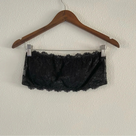 Lace Bandeau Bra Wire-Free Strapless Intimates Lingerie XL Scalloped Lace Sexy - Picture 12 of 12